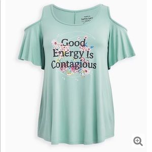 Torrid Super Soft Green Cold Shoulder Tee 6X